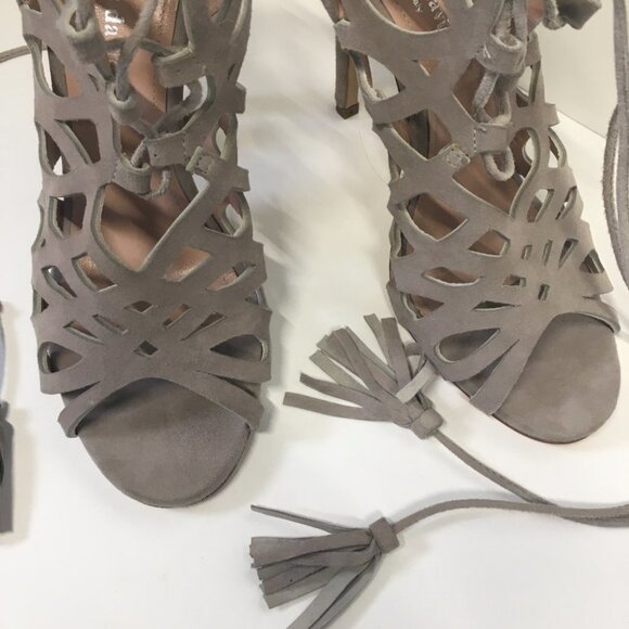 Charles David Cut Out Lace Up Heels Sandals Leather Size 9 - Picture 2 of 6